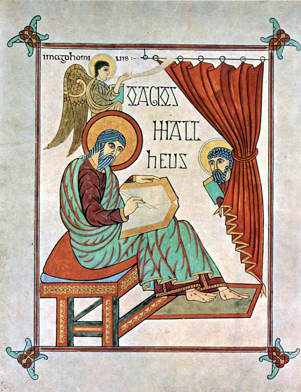 Matthäus der Evangelist, Lindisfarne-Evangelien, ca. 700 n. Chr. von Georgia Levan Ramishvili from Tbilisi
