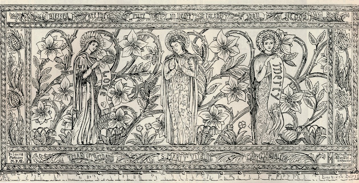 Weißes Altartuch, Pfarrkirche, Cheddleton, ca. 1891 von Gerald Callcott Horsley