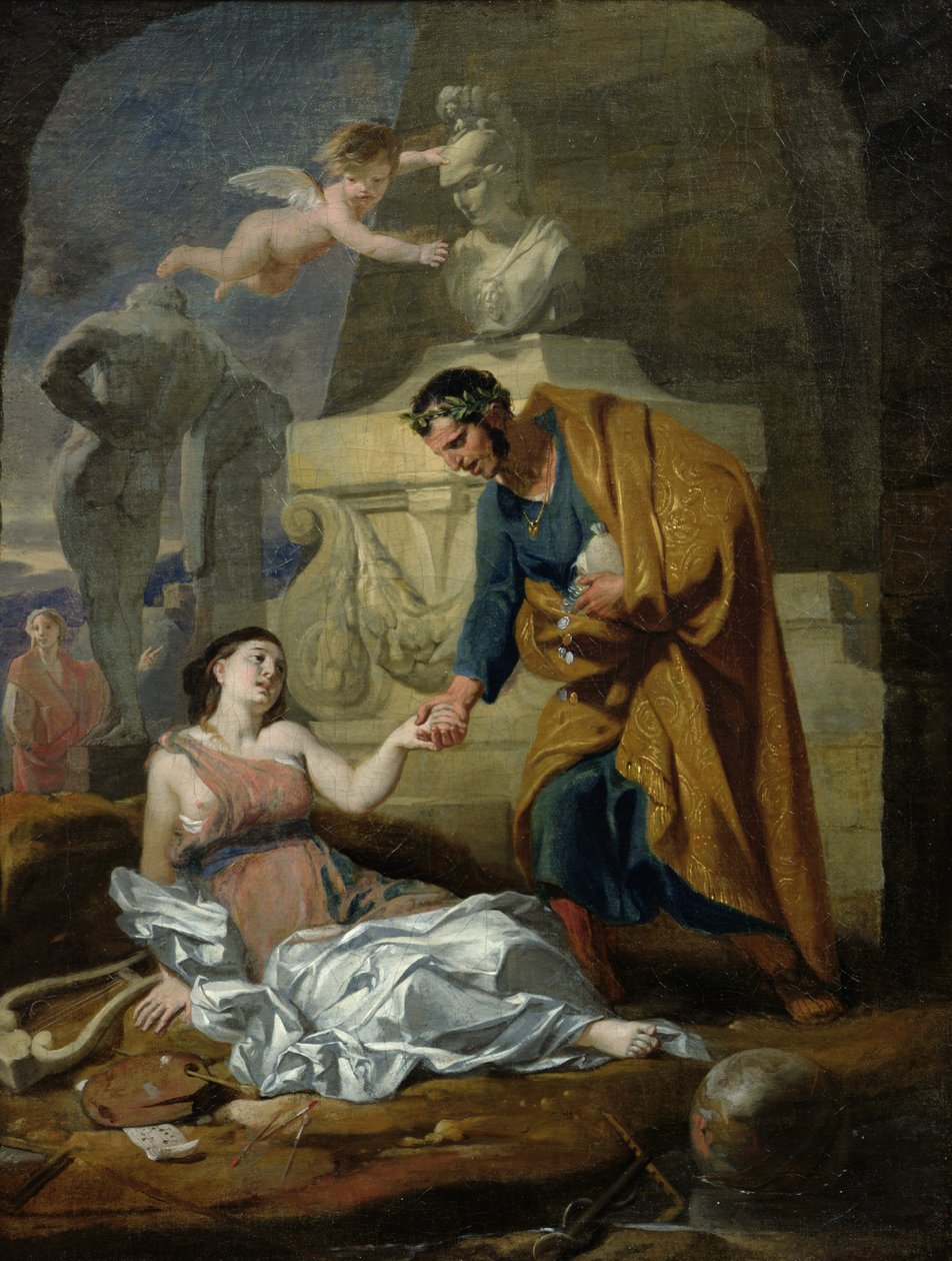Allegorie der Künste und der Patronage oder, Kaiser Augustus (63-14 v. Chr.) unterstützt die Künste, 1660-69 von Gerard de Lairesse