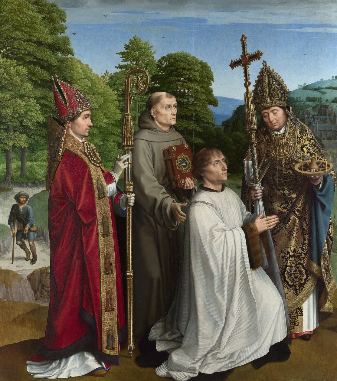 Kanoniker Bernardijn Salviati und drei Heilige von Gerard David