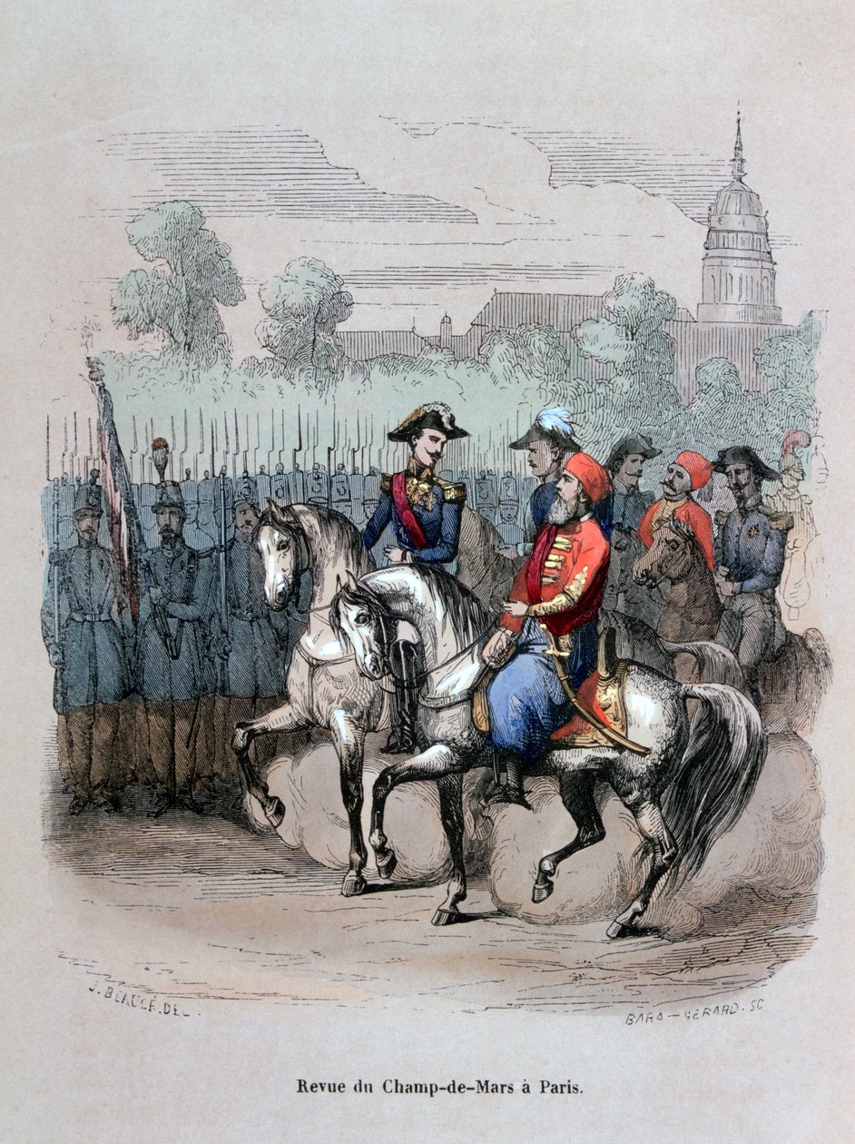 Militärparade mit Ibrahim Pacha, Champ de Mars, Paris von Gerard Corbiau