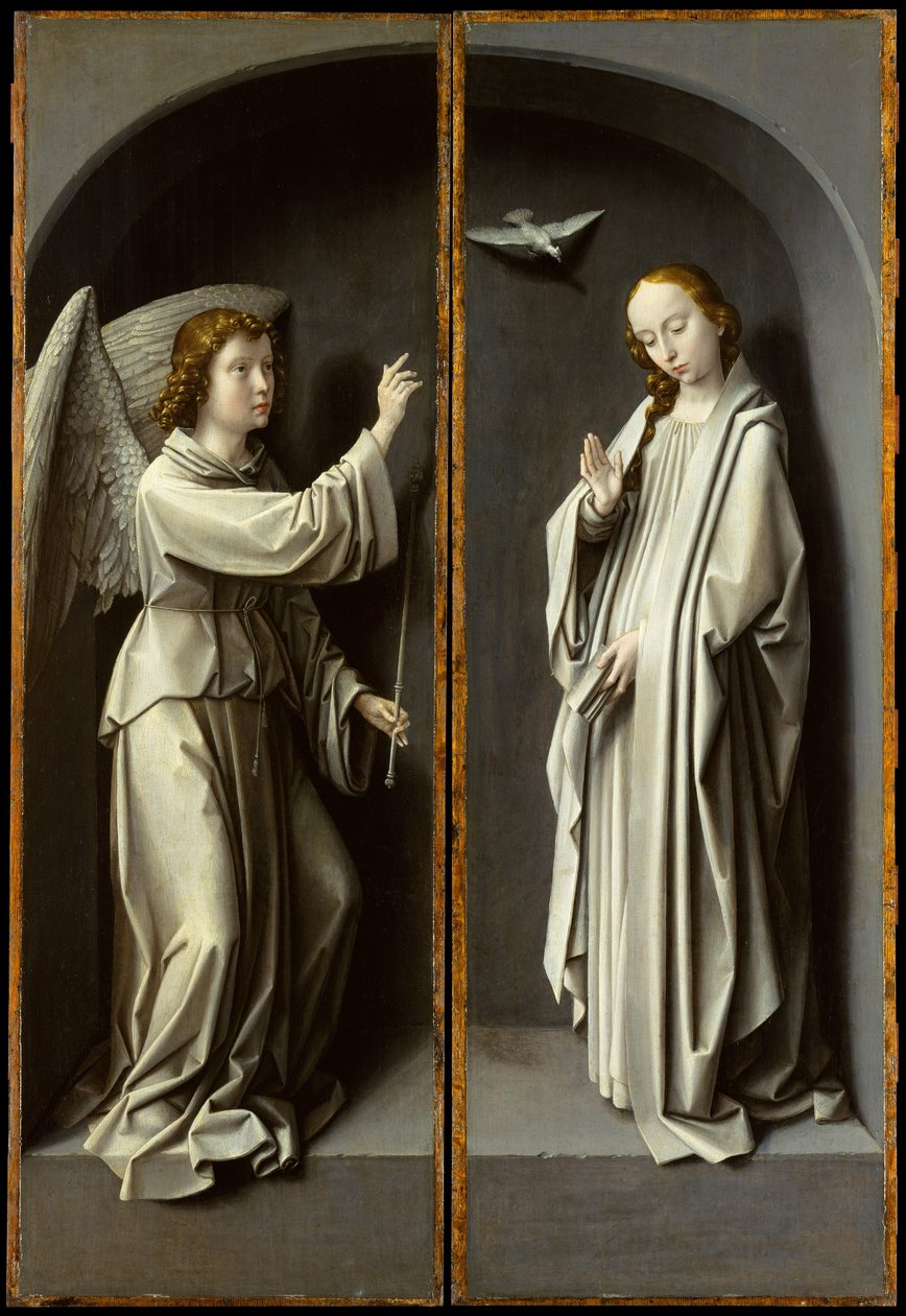 Erzengel Gabriel; Die Verkündigung der Jungfrau (um 1510) von Gerard David