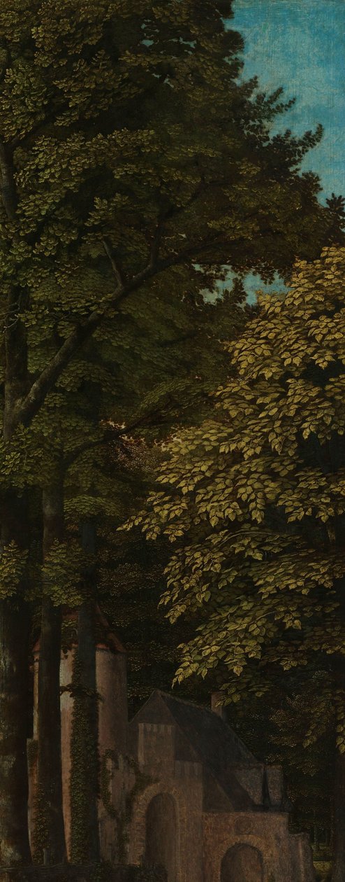 Ansicht in einem Wald, äußere linke Flügel eines Triptychons von Gerard David