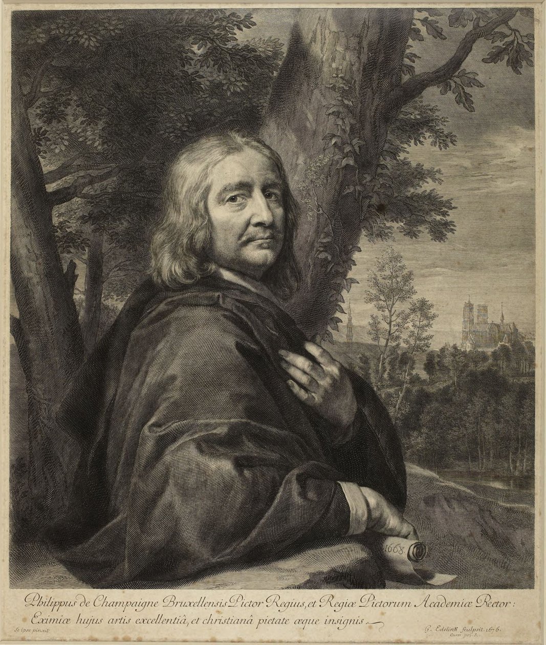 Philippe de Champaigne (Robert-Dumesnil VII,239, Nr. 164, Zustand I) von Gérard Edelinck