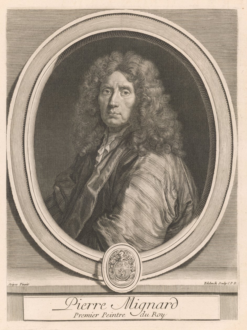 Pierre Mignard, aus dem Buch Les hommes illustres qui ont paru en France pendant ce siècle, Bd. II, von Charles Perrault von Gérard Edelinck