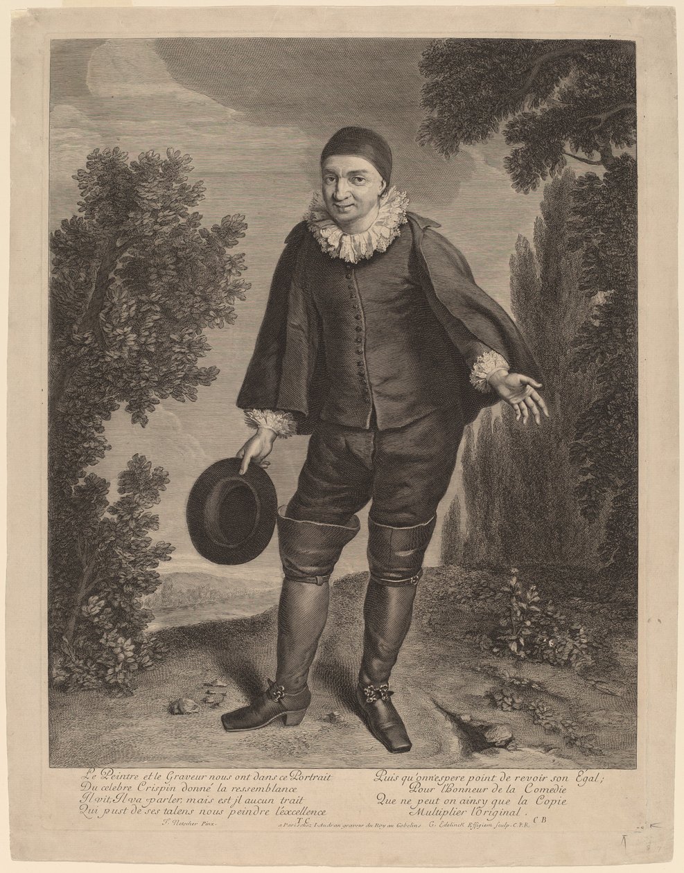 Raimond Poisson als Crispin von Gerard Edelinck after Theodor Netscher