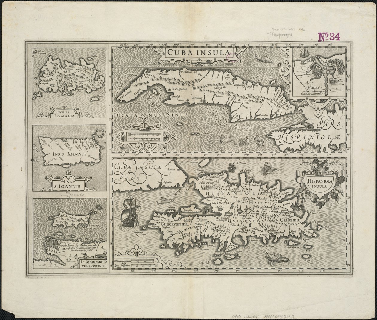 Cuba Insula; Hispaniola Insula, graviert von Hendrik Hondius, 1633 von Gerard after Mercator