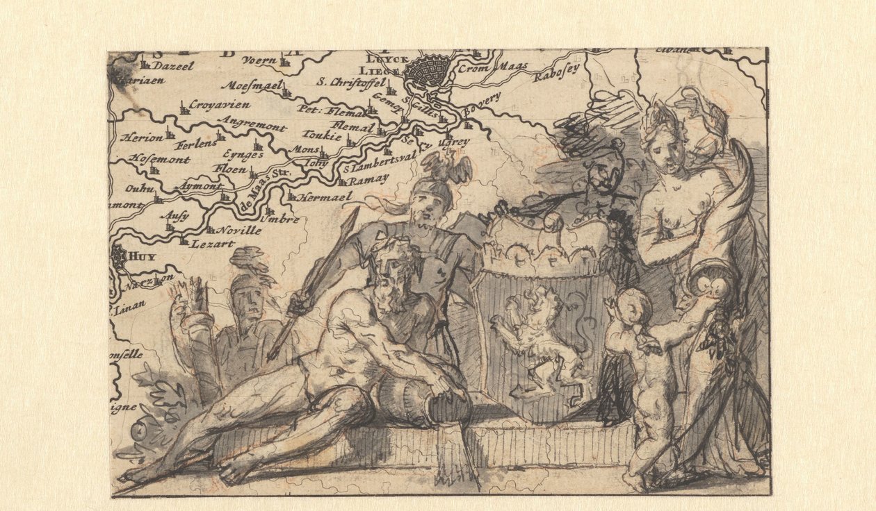 Entwurf für ein Vignette mit dem Wappen von Brabant von Gerard de Lairesse