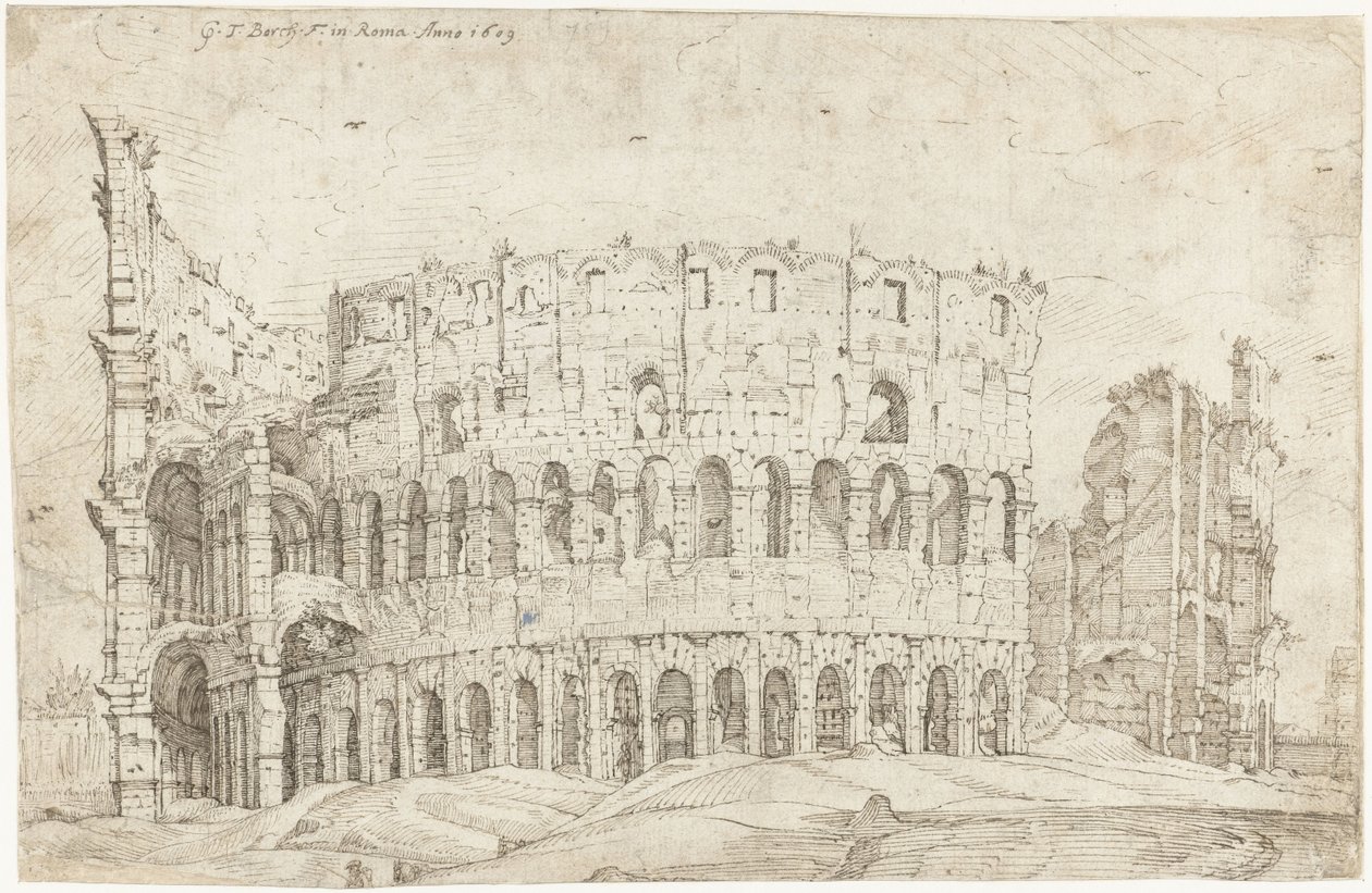 Außenansicht der Ruinen des Kolosseums, Rom von Gerard ter Borch