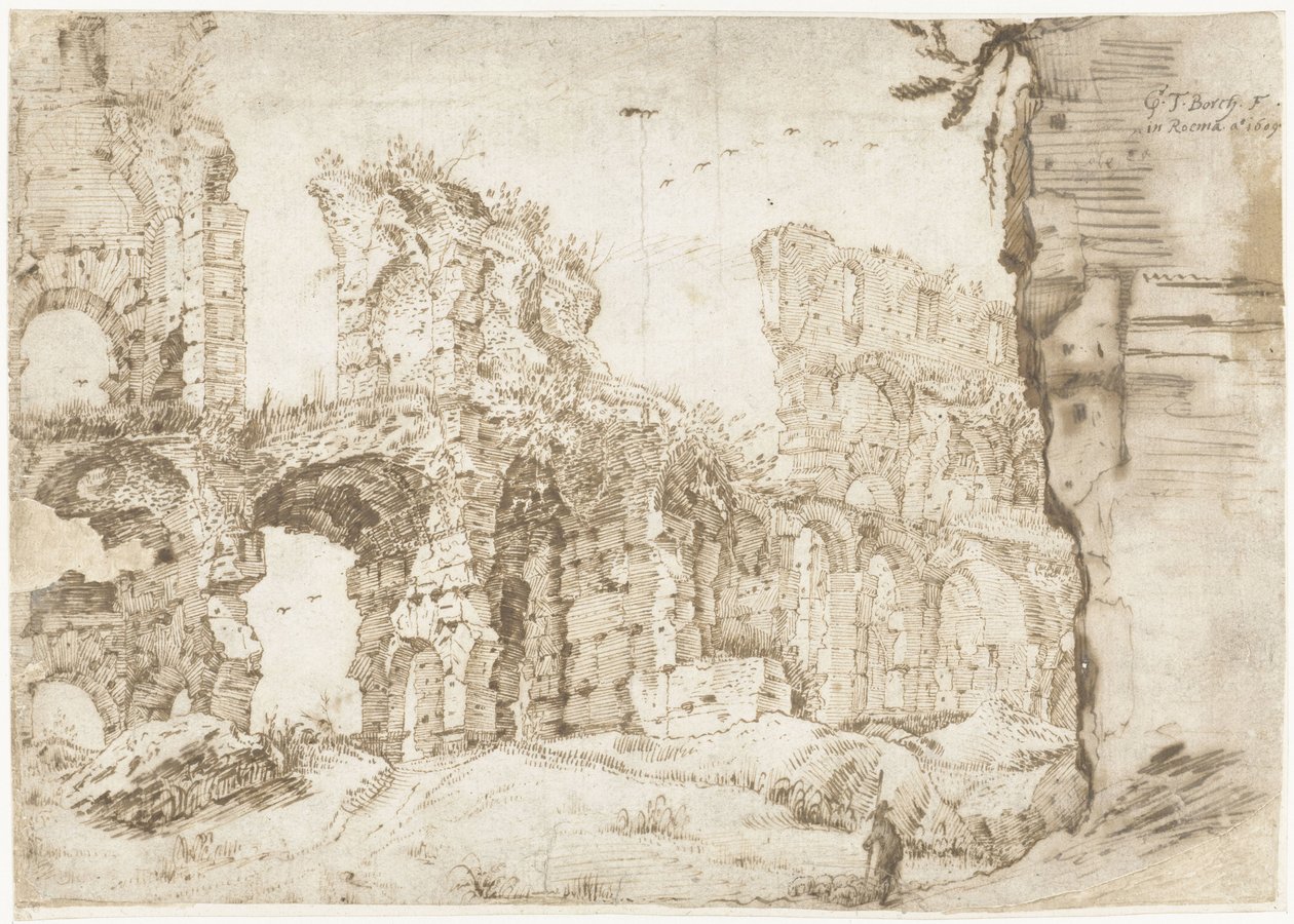 Ruinen des Kolosseums, Rom, von innen gesehen von Gerard ter Borch