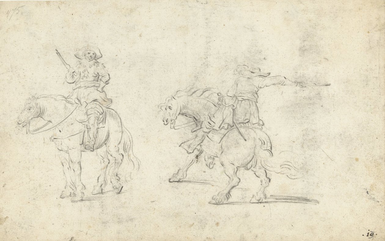 Zwei Soldaten zu Pferd von Gerard ter Borch (II) (possibly)