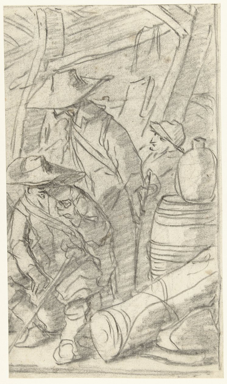 Drei Männer in einem Lager von Gerard ter Borch (II)