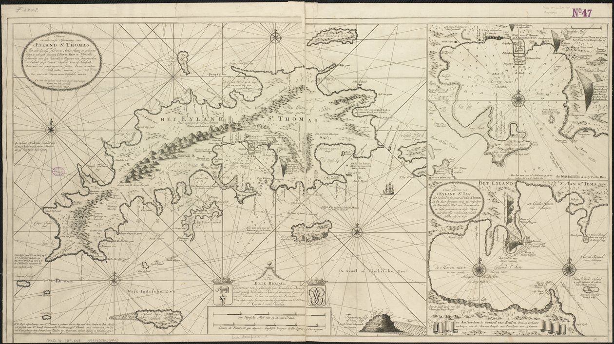 Inseln von St. Thomas und St. John, 1719 von Gerard van Keulen