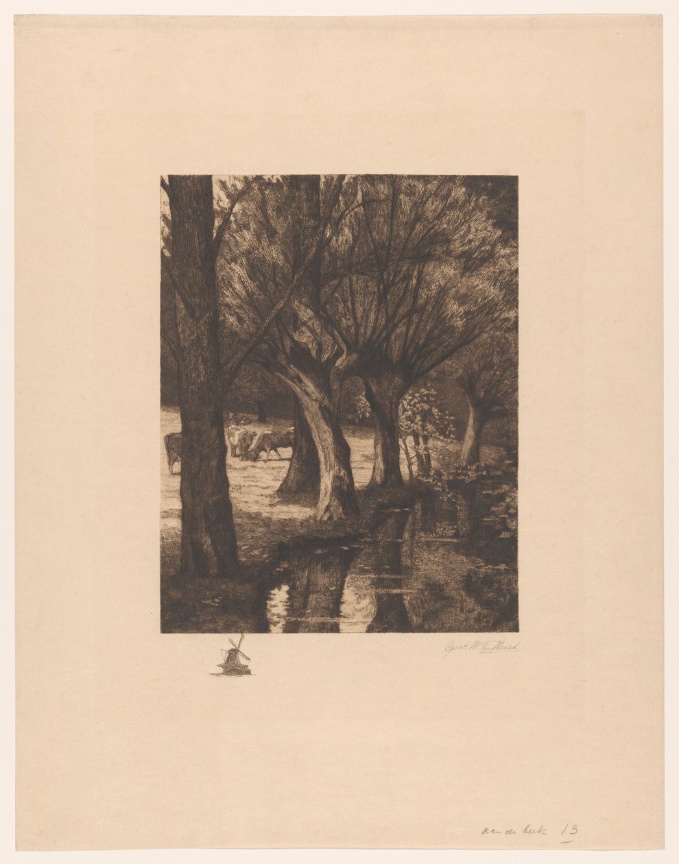 Weide am Wasser von Gerarda Wilhelmina ten Hoet (signed by artist)