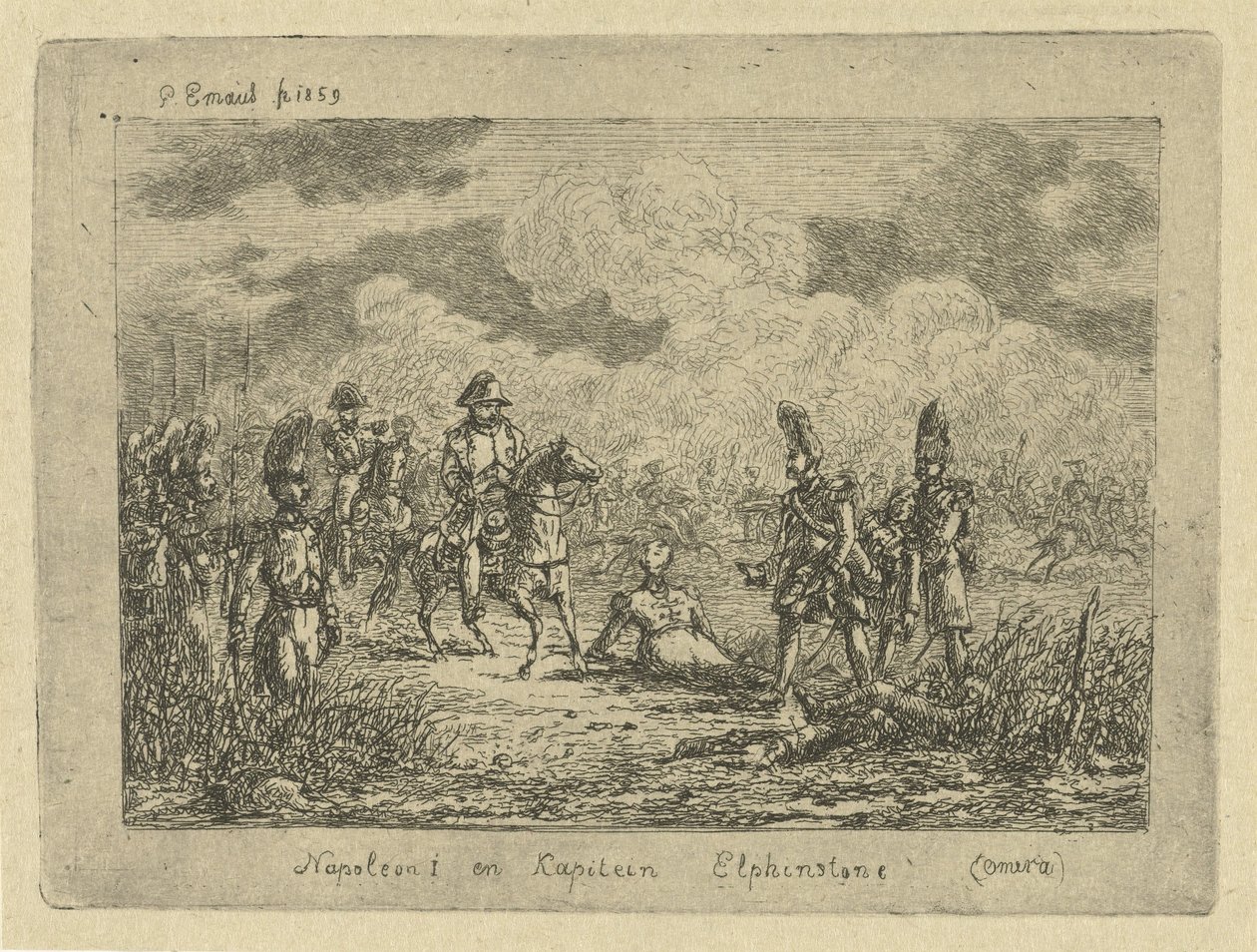 Napoleon bei gefallenen Soldaten von Gerardus Emaus de Micault