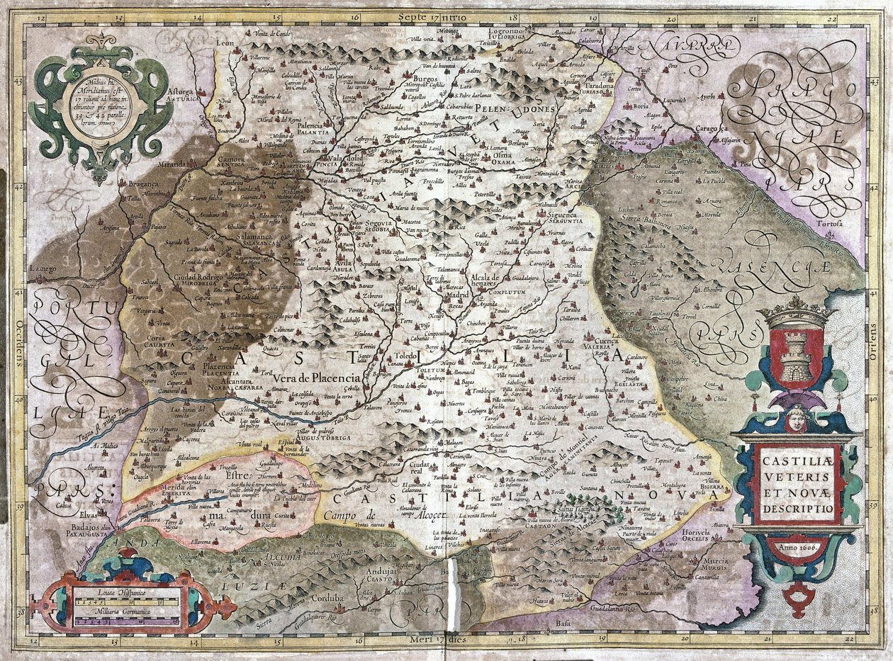 Castillia mit Madrid und Toledo, Spanien (Stich) von Gerardus Mercator