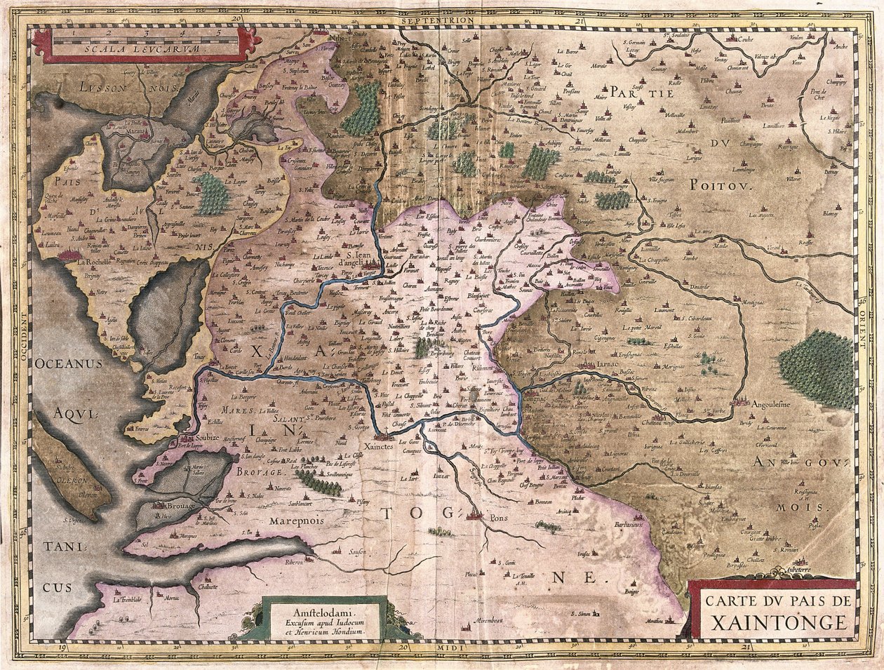 Saintonge mit La Rochelle und Ile Oleron, Frankreich von Gerardus Mercator