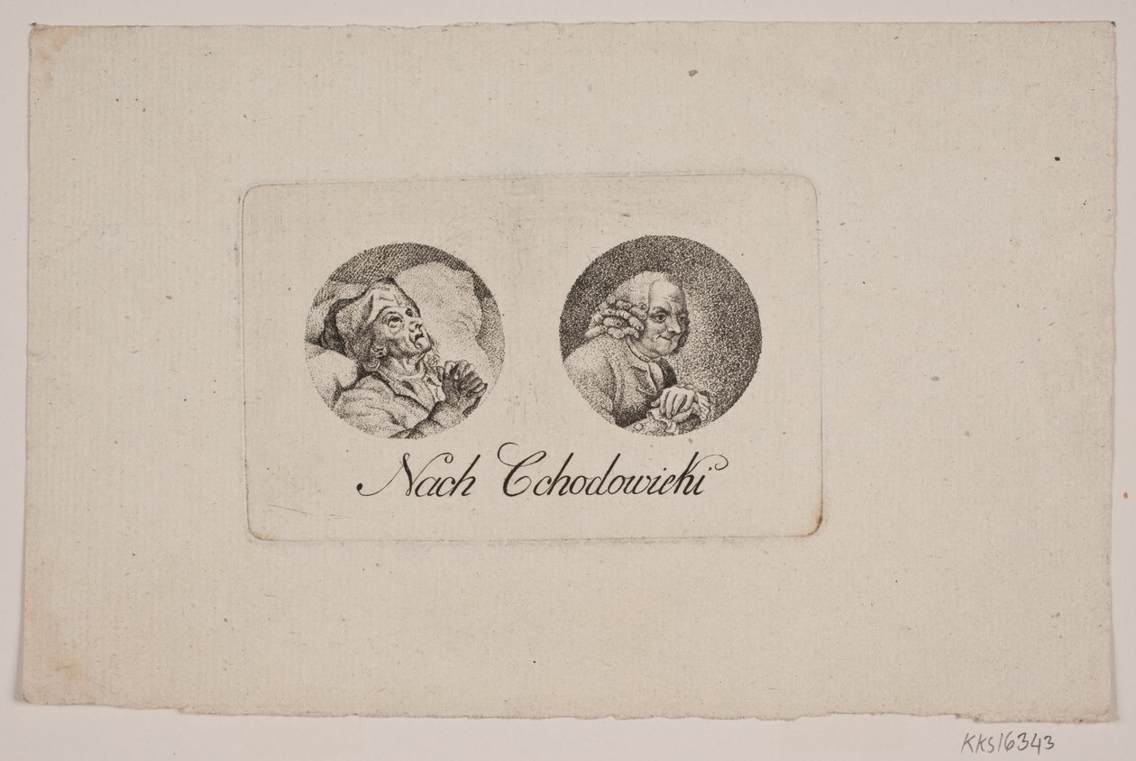 Blatt mit zwei Tondo-Porträts von Gerhard Ludvig Lahde