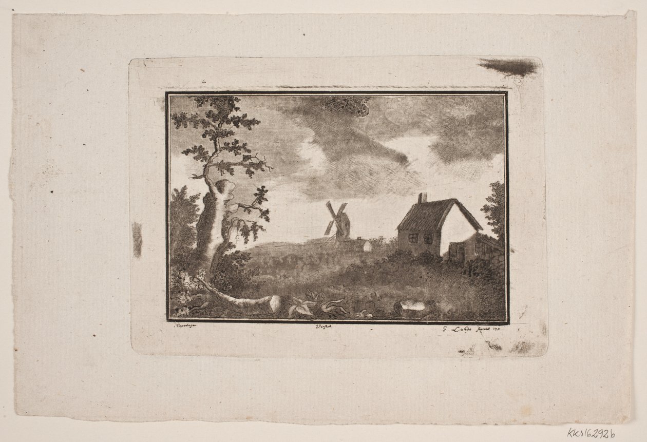 Landschaft mit Haus und Mühle von Gerhard Ludvig Lahde