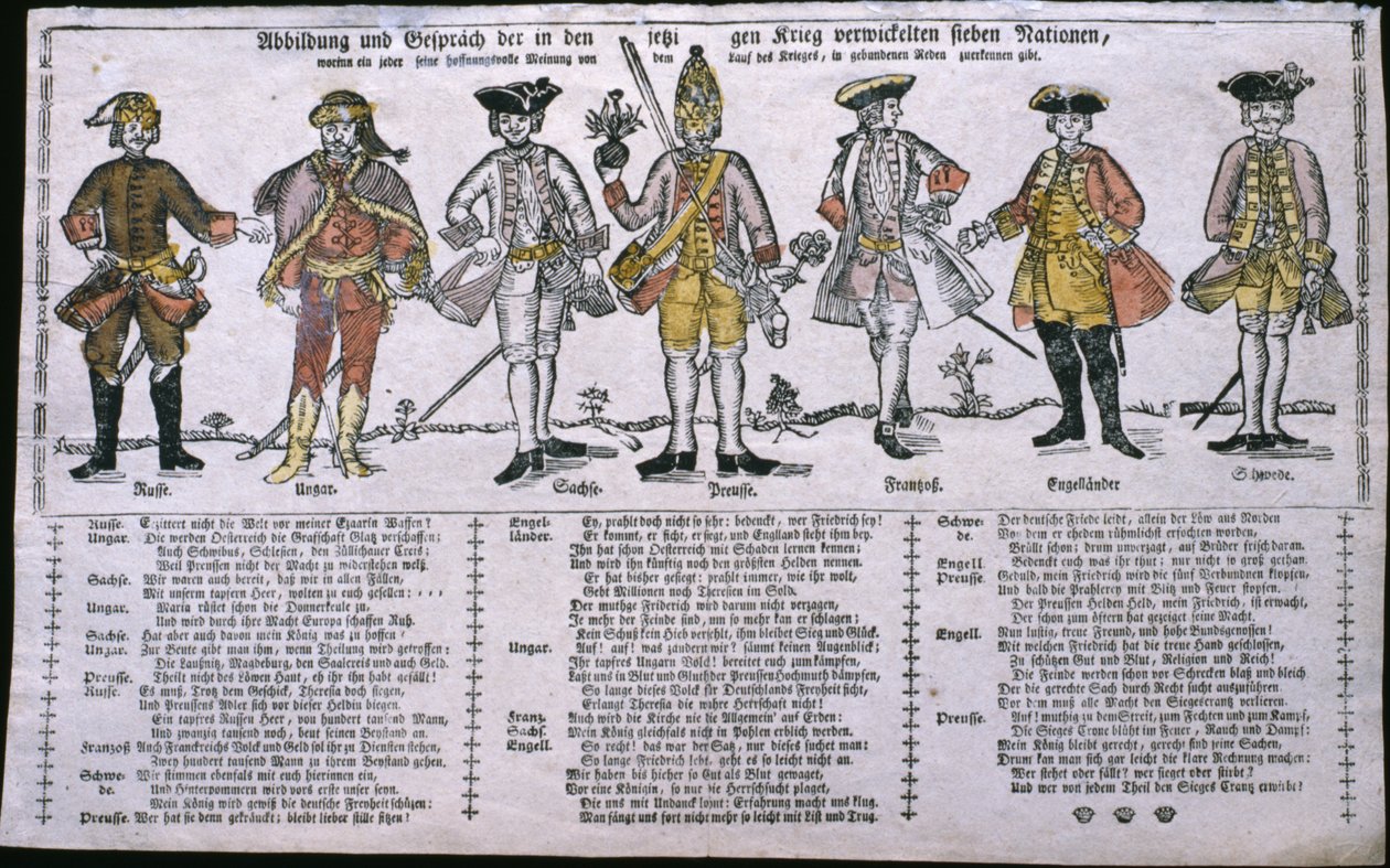 Kopie und Diskussion der derzeit im Krieg befindlichen Nationen, ca. 1760 von German School