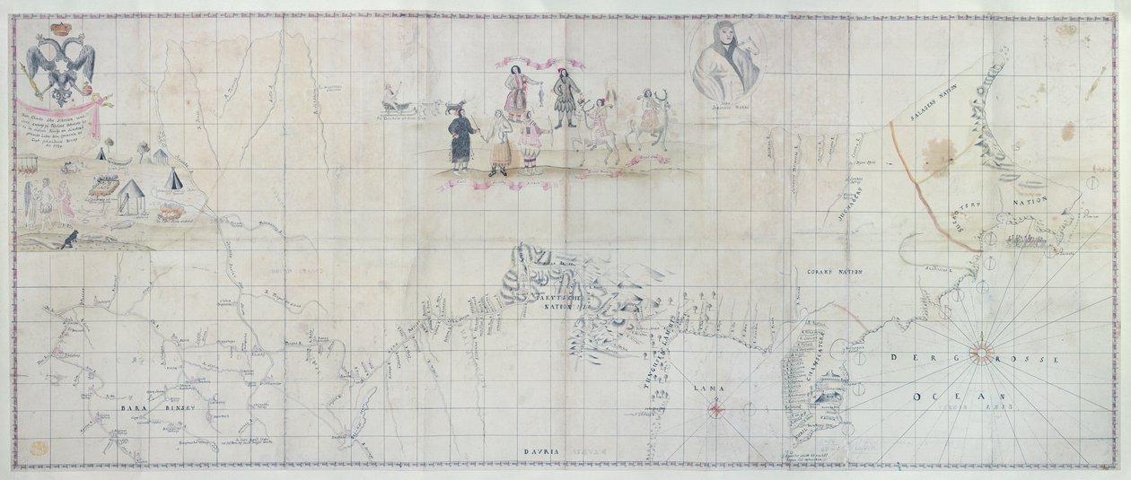 Karte von Sibirien, 1729 von German School