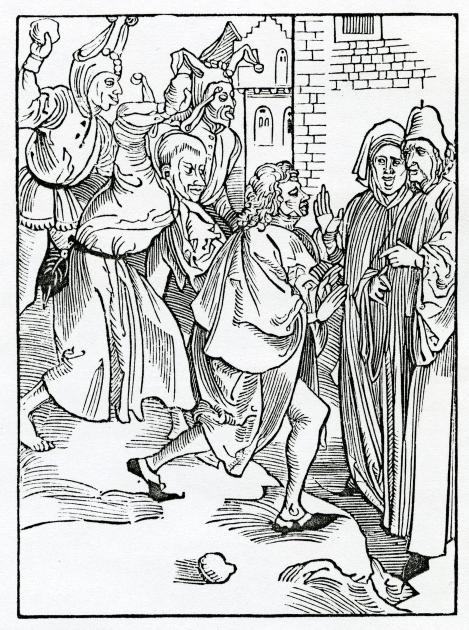 Von Spöttern, Verleumdern und falschen Anklägern, Illustration aus Alexander Barclays englischer Übersetzung von 