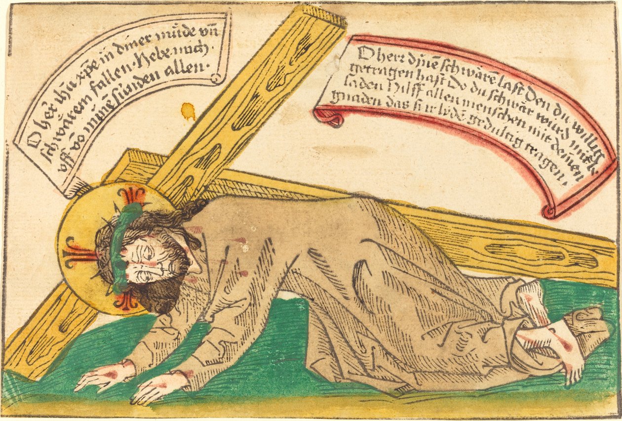 Christus fällt unter dem Kreuz von German 15th Century