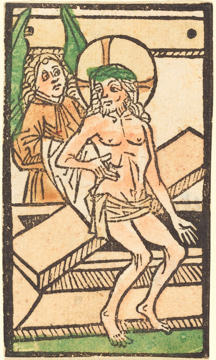 Christus sitzt auf seinem Grab mit einem Engel von German 15th Century