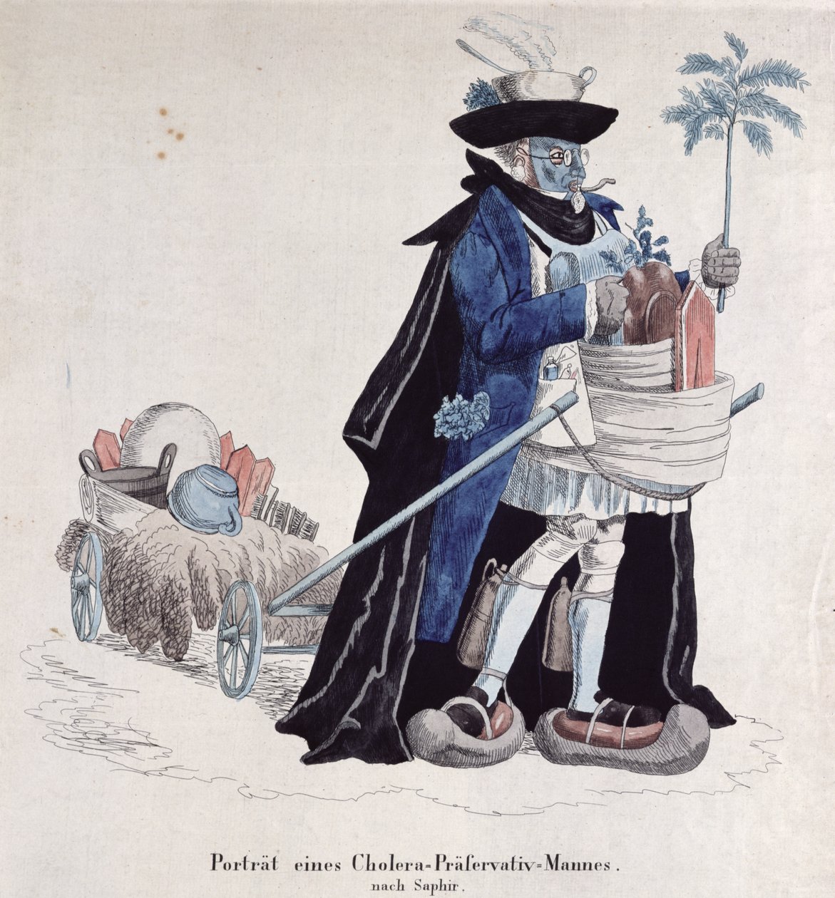 Ein Mann geschützt gegen Cholera während der Epidemie von 1832 von German School