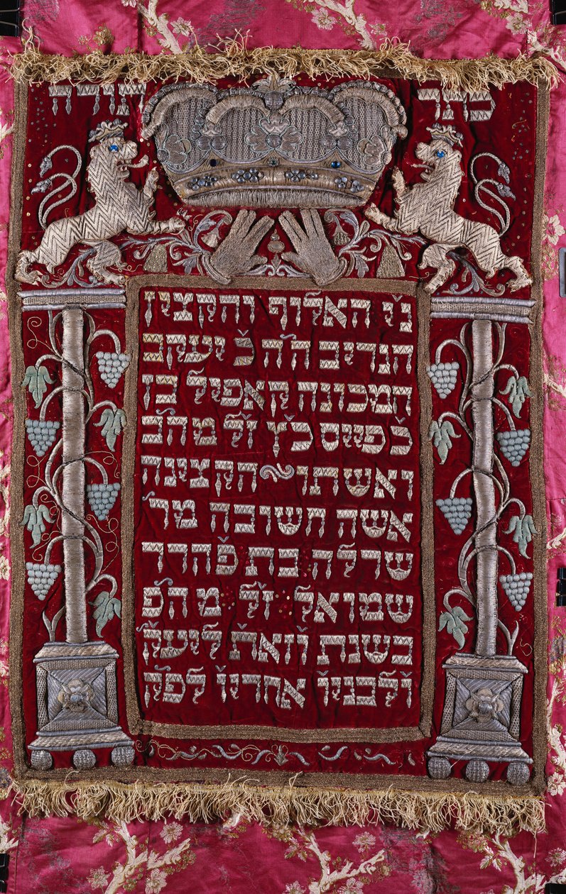 Seltene deutsche juwelenbesetzte Parochet (Torah-Ark-Vorhang) von German School
