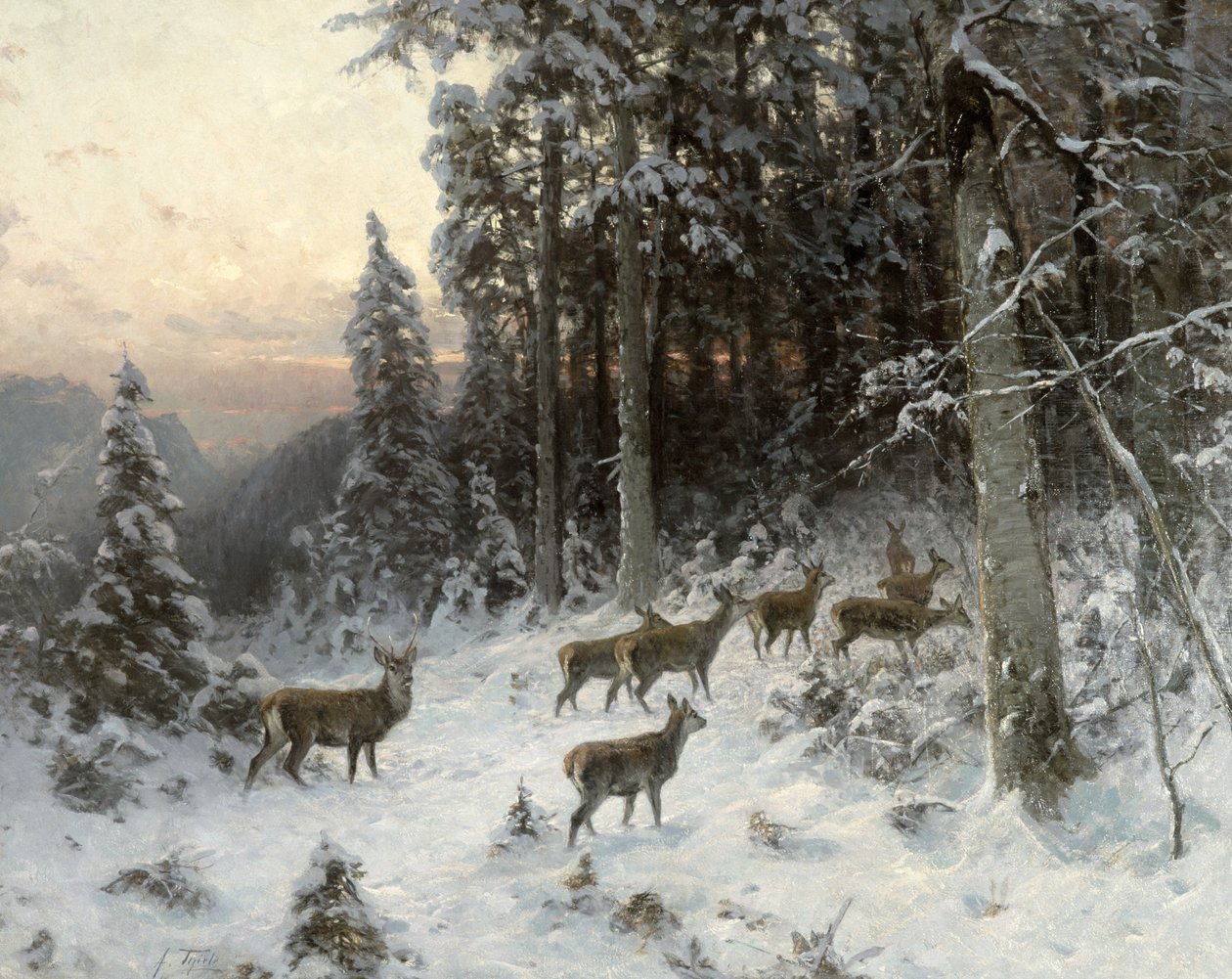 Ein Winterabend im Schwarzwald, um 1880 von German School