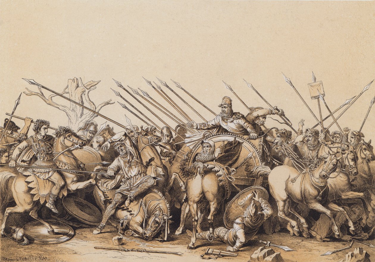 Alexander der Große und seine Armee in der Schlacht von German School
