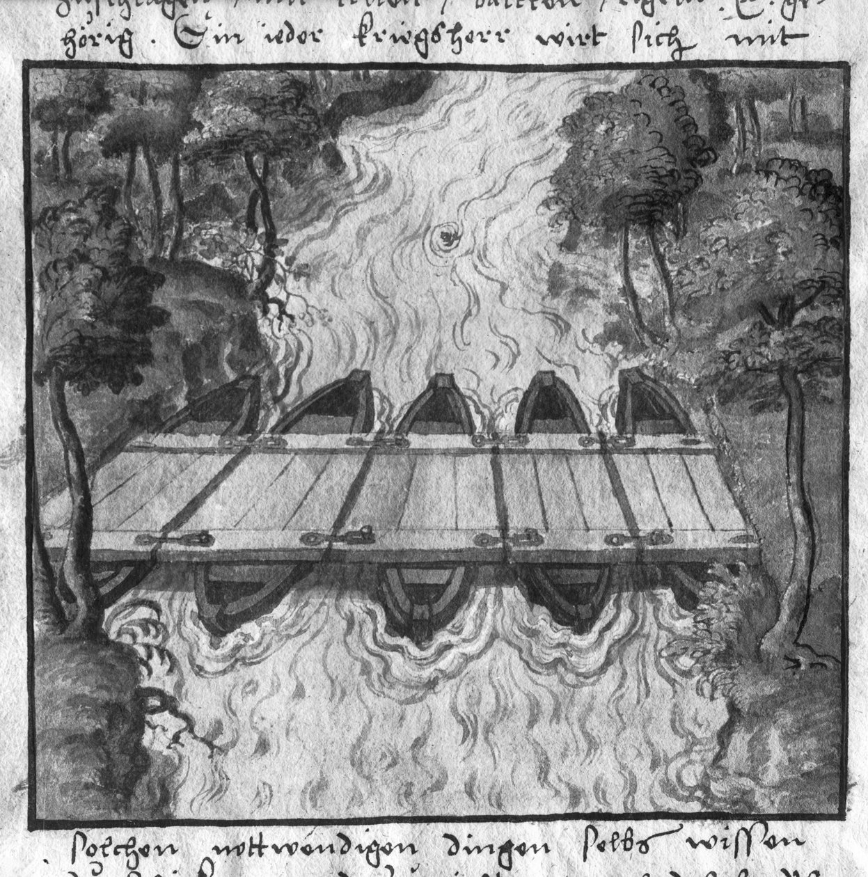Brücke aus Booten, Illustration aus L