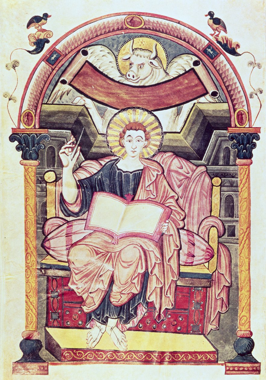Cod 22. f.85v St. Lukas der Evangelist, aus Trier, karolingisch, ca. 800 n. Chr. von German School