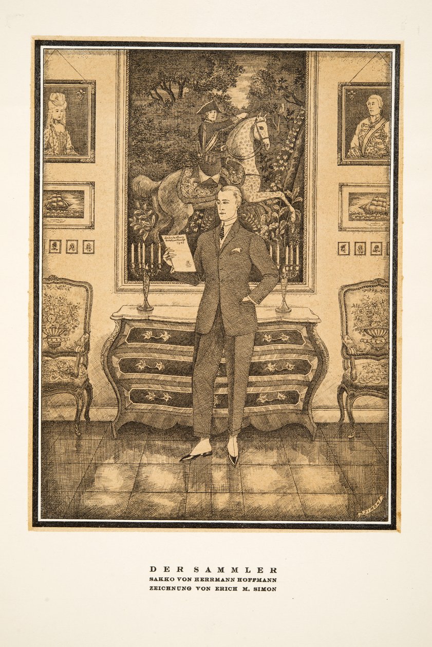 Der Sammler, Werbung für Herrenmode von Hermann Hoffmann, aus Styl, veröffentlicht 1922 von German School