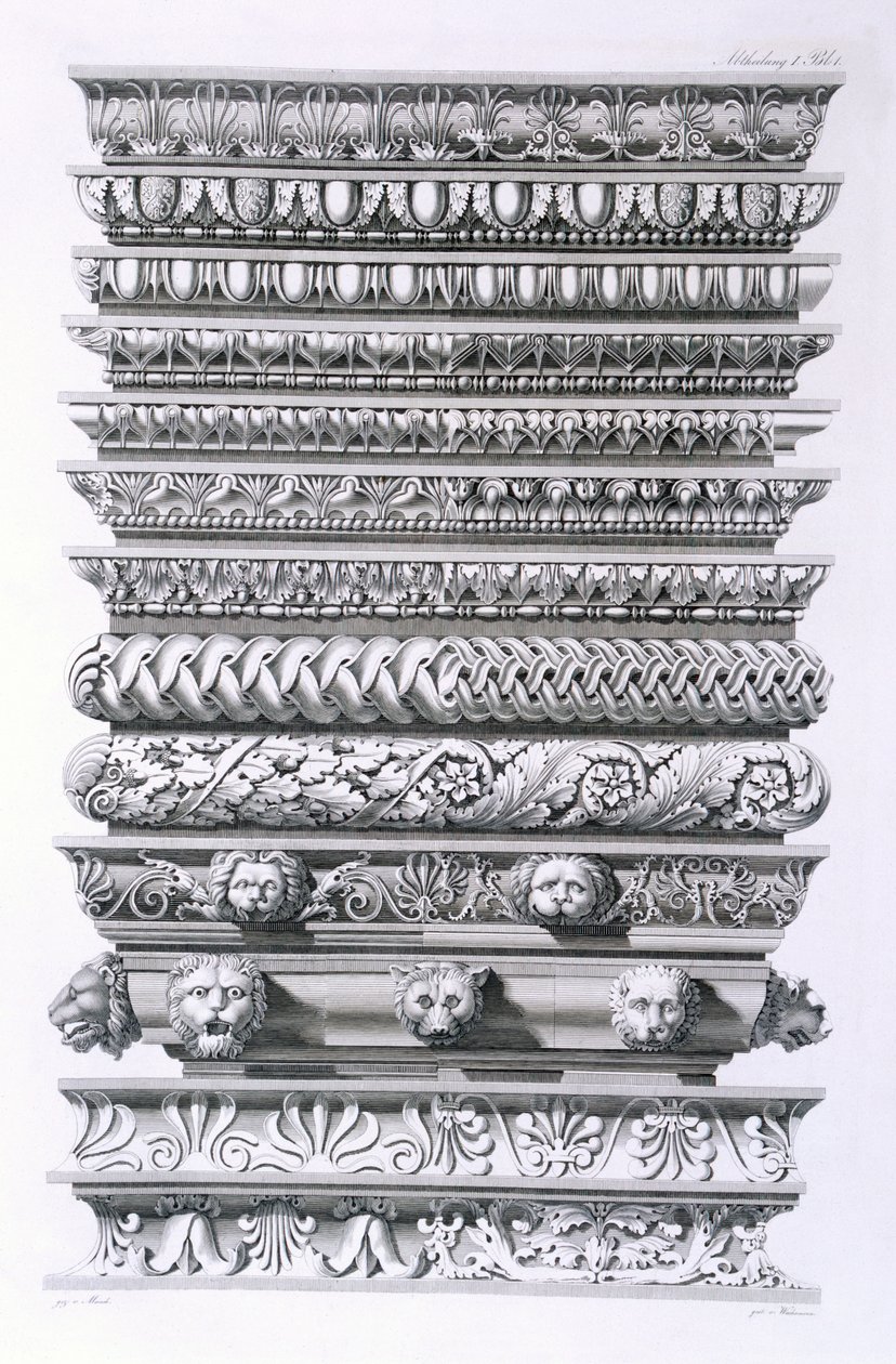 Entwürfe für Gesimse, 1856 von German School