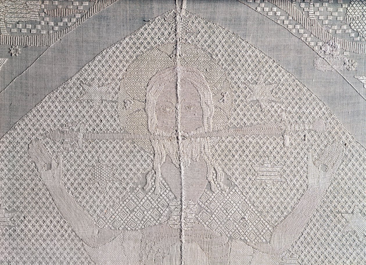Detail eines Altartuchs mit Christus der Apokalypse, zweite Hälfte des 14. Jahrhunderts von German School