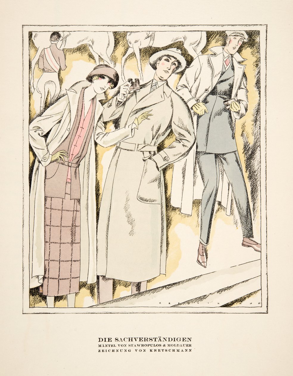 "Die Sachverständigen", Anzeige für Mäntel von Stawropulos & Moldauer, aus Styl, veröffentlicht 1922 von German School