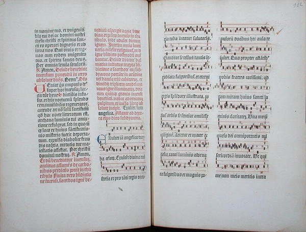 Doppelseite mit einem Choral aus einem Inkunabel, aus dem Missale Romanum, ca. 1482 von German School