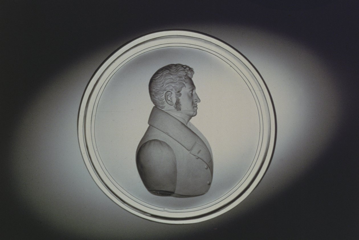Graviertes Porträt von Dominick Biemann, Böhmen, 1834 (Glas) von German School