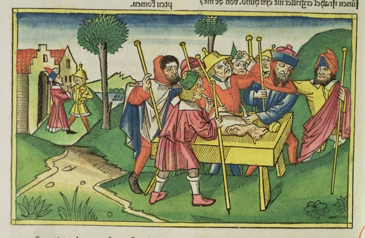 Exodus 12 Das erste Passah, aus der Nürnberger Bibel (Biblia Sacra Germanaica) von German School