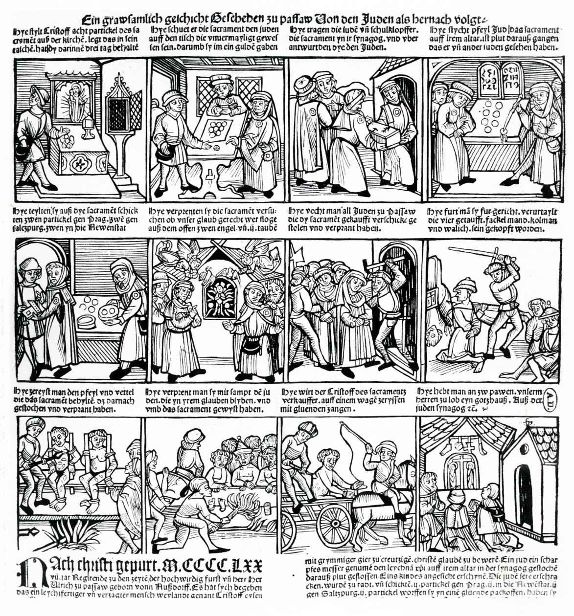 Hostienschändung durch die Juden von Passau im Jahr 1477 von German School
