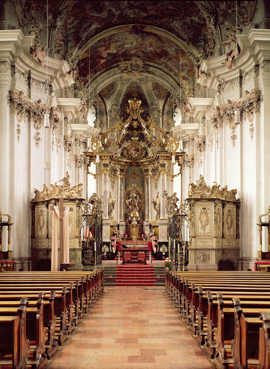Innenraum, entworfen von Balthasar Neumann (1687-1753) 1734-54 von German School