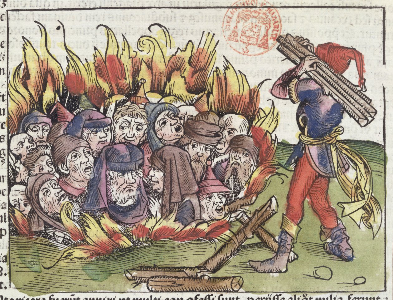 Juden auf dem Scheiterhaufen verbrannt, aus der Nürnberger Chronik von Hartmann Schedel, 1493 von German School