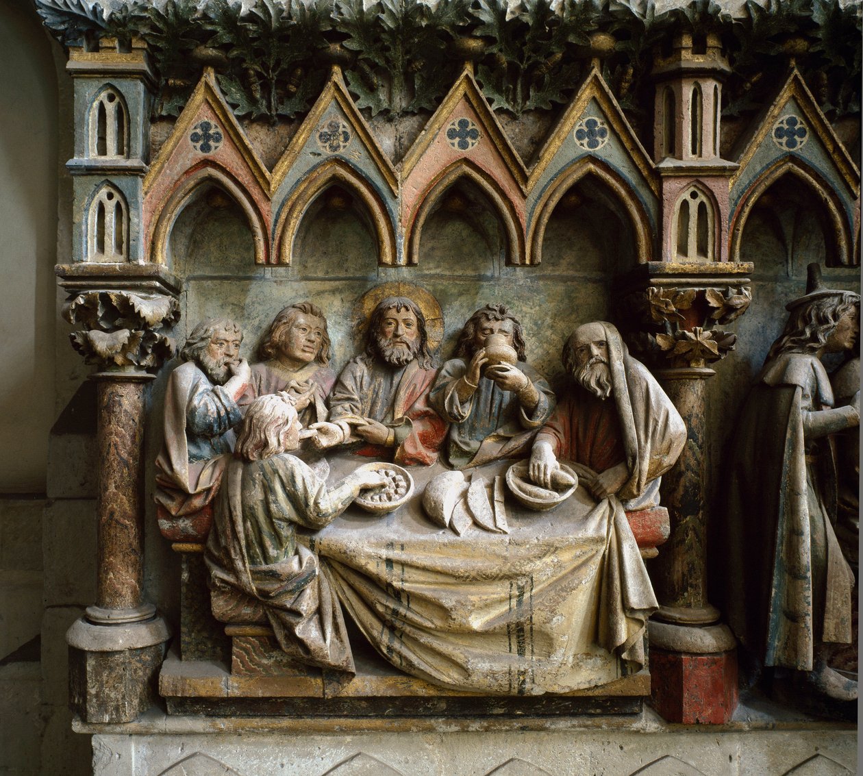 Das Abendmahl Hochrelief der deutschen Schule des 13. Jahrhunderts. um 1250 Kathedrale von St. Peter und Paul, Naumburg, Deutschland von German School