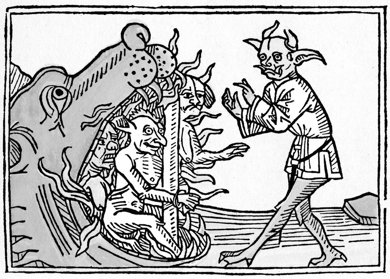 Das Maul der Hölle - Jacobus de Teramo - Der Teufel Belial vor den Toren der Hölle, aus Das Buch Belial, veröffentlicht in Augsburg von German School
