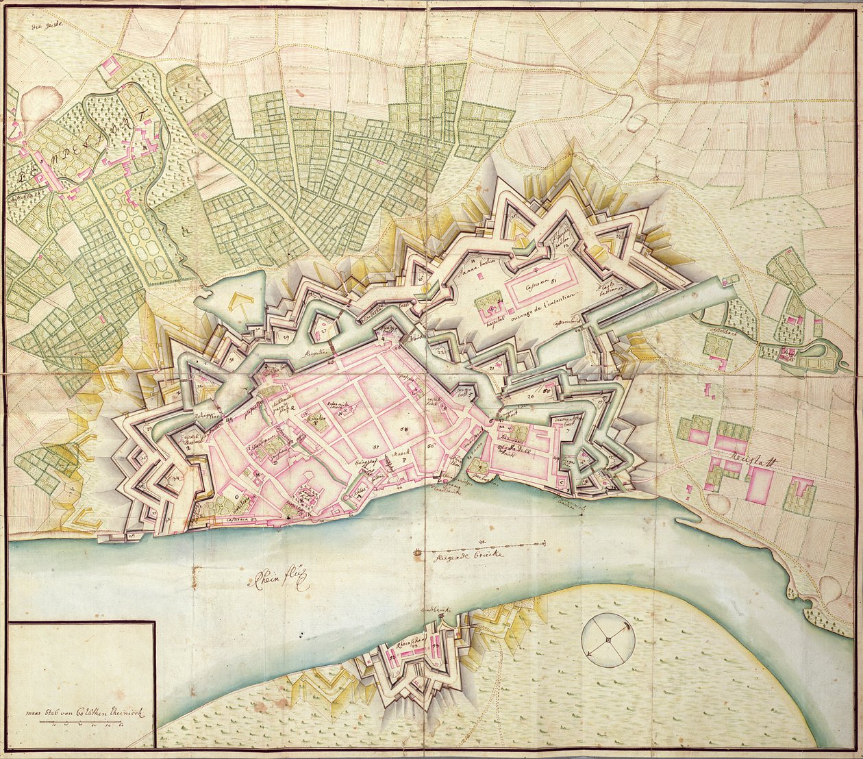 Karte von Düsseldorf, 1736 von German School