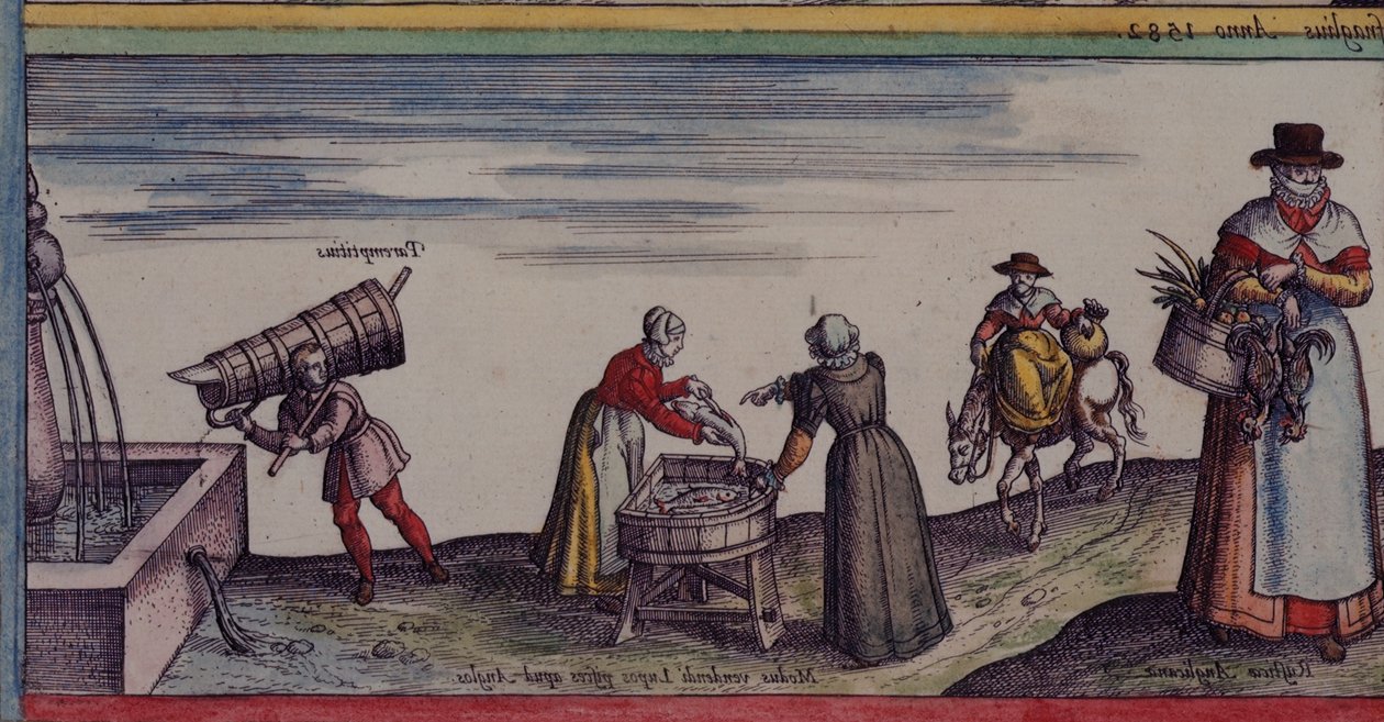 Frauen schneiden Fisch, aus 