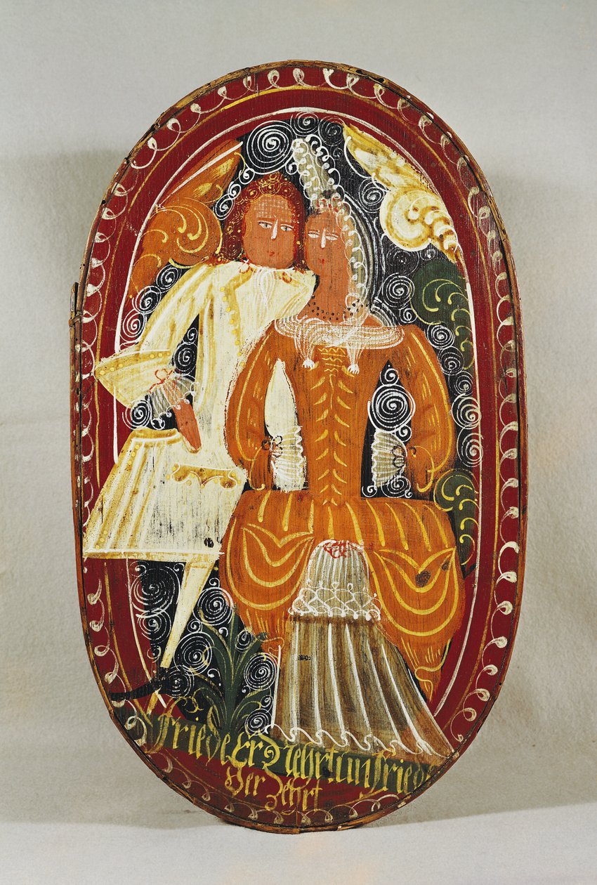 Marzipanschachtel mit Darstellung eines Mannes und einer Frau, ca. 1660 von German School