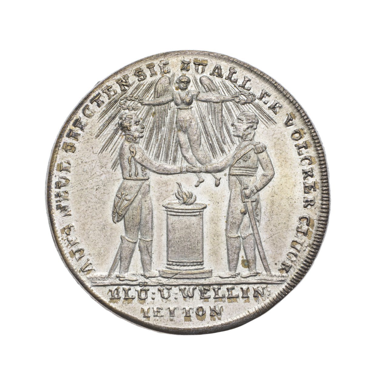 Medaille zur Erinnerung an Wellington und Blücher bei Waterloo von German School